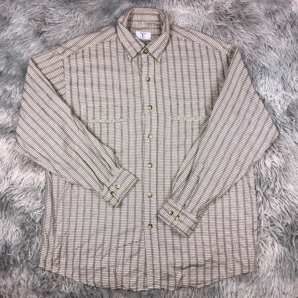 VTG VALENTINO Uomo Plaid Checkered Button Shirt L